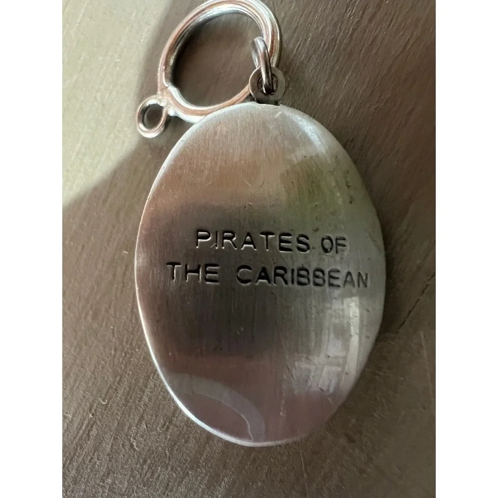 Disney Pirates of the Caribbean Locket Keychain Jack Sparrow Skull Silver Tone